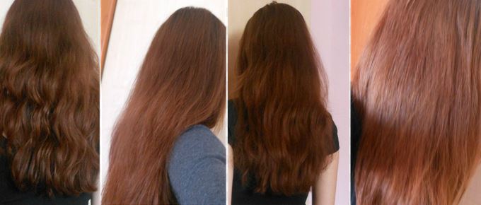 Before and after pictures, results of using honey to lighten dark hair