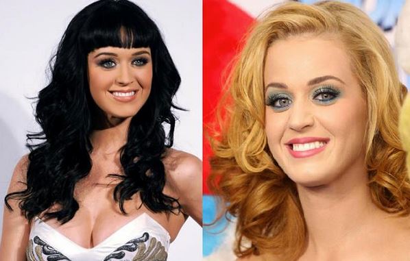 Katie Perry from dark hair to blonde