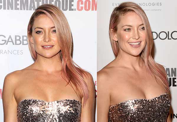 kate hudson with rose gold trend locks