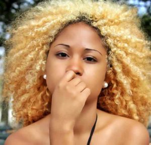 golden blonde hair african american dark skin