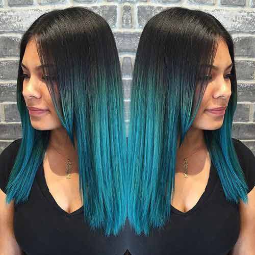 highlights ideas hair with turquoise blue ombre
