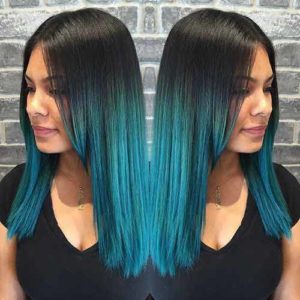 highlights ideas hair with turquoise blue ombre