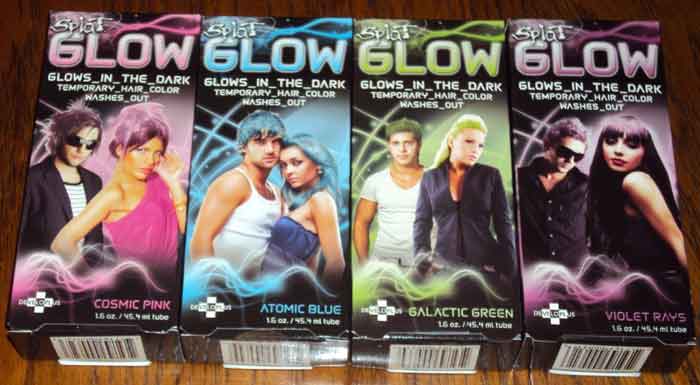 LOT 2 Splat Temporary Hair Dye Glow in the Dark! GALACTIC GREEN HALLOWEEN ~  RAVE